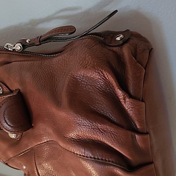 B. Makowsky Brown Leather Shoulder Bag Satchel Purse Leopard Print Lined Large - Picture 8 of 16